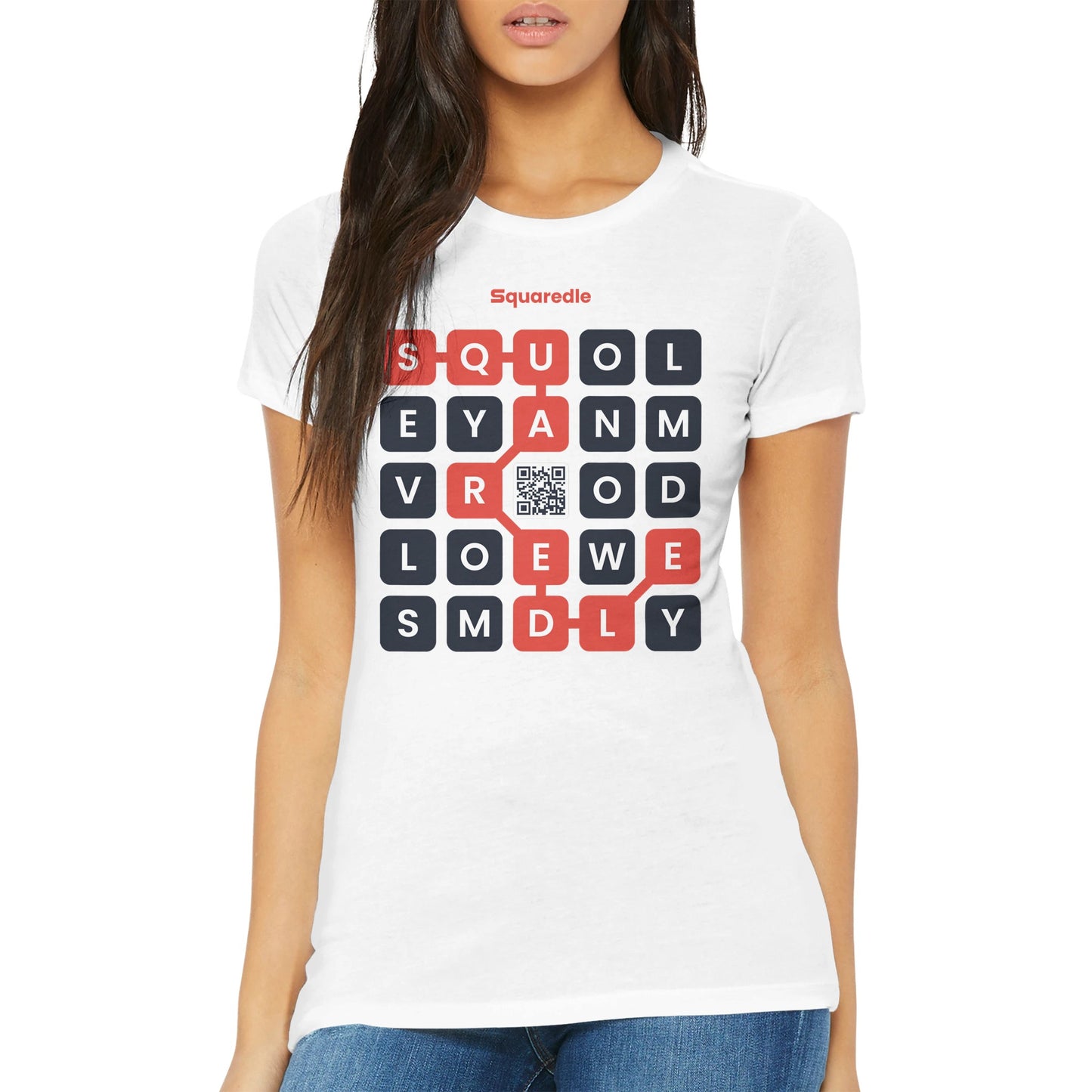 Squaredle QR Women's Premium Crewneck Tee